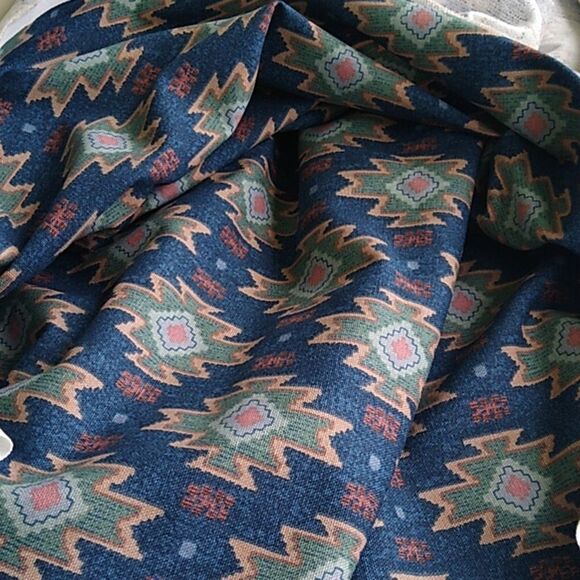 Mill Creek Fabrics " Native Rituals"  Southwestern Blue Scotchguard  Cotton - Picture 9 of 10